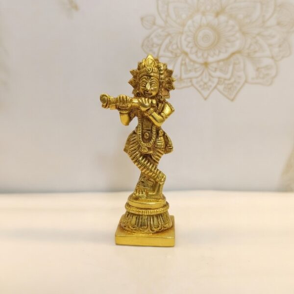 Elegant Golden Krishna Idol Statue
