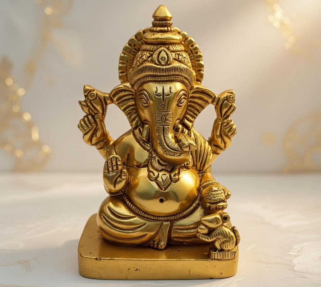 Premium handcrafted antique brass Ganesha idol for home decor