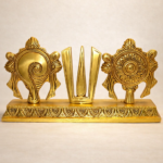 Golden Shankh Chakra Tilak religious showpiece for home temple decor