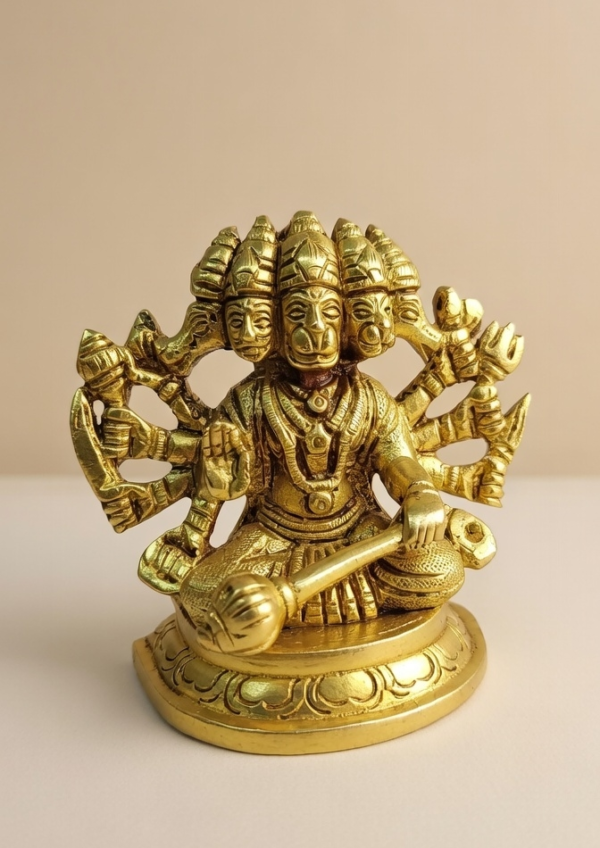 Brass Panchmukhi Hanuman Idol